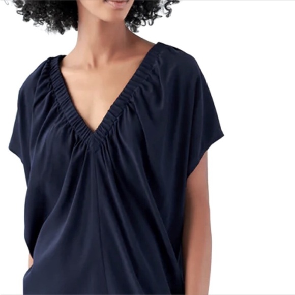 Zero + Maria Cornejo Tops - ZERO + MARIA CORNEJO] Signature Black Ruched Neck Tilly Tunic Top